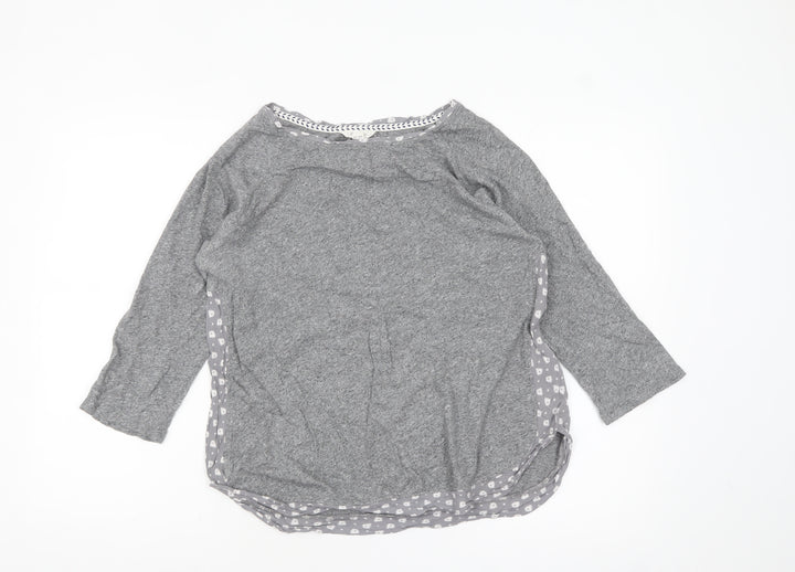White Stuff Women’s Grey Cotton Modal Tunic Top UK 12 3/4 Sleeve