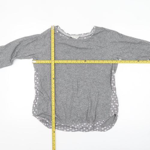 White Stuff Women’s Grey Cotton Modal Tunic Top UK 12 3/4 Sleeve