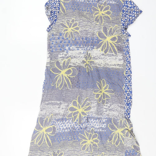 White Stuff Women's Blue Floral Polka Dot Cotton Knee Length Shift Dress Size 8