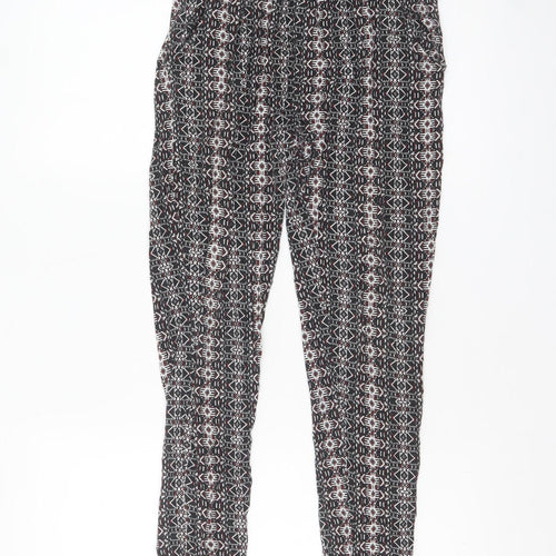New Look Girls Black Multicoloured Viscose Elastic Waist Trousers 12-13 Years