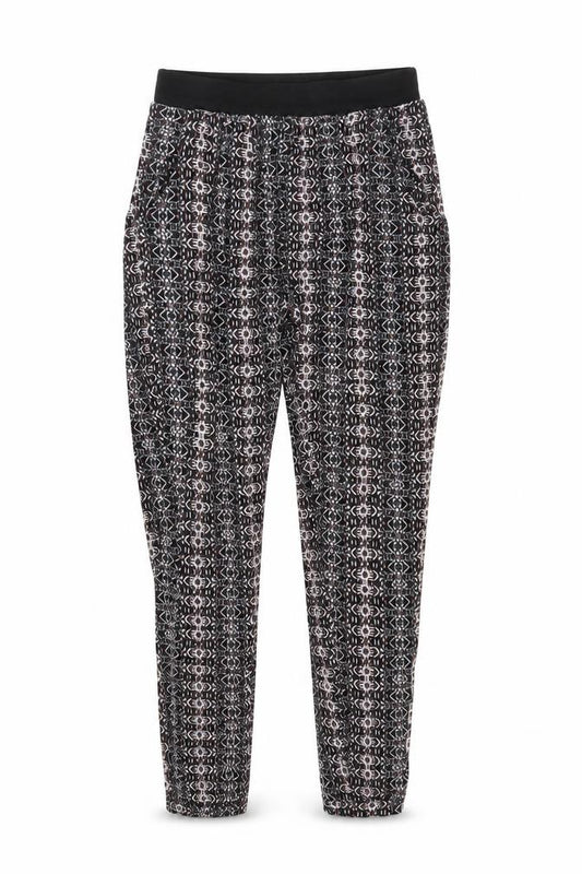 New Look Girls Black Multicoloured Viscose Elastic Waist Trousers 12-13 Years