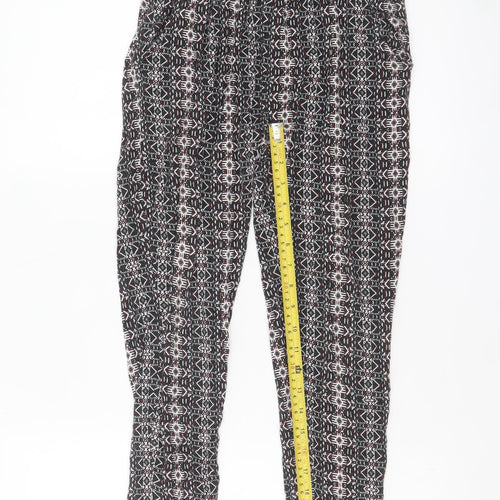 New Look Girls Black Multicoloured Viscose Elastic Waist Trousers 12-13 Years