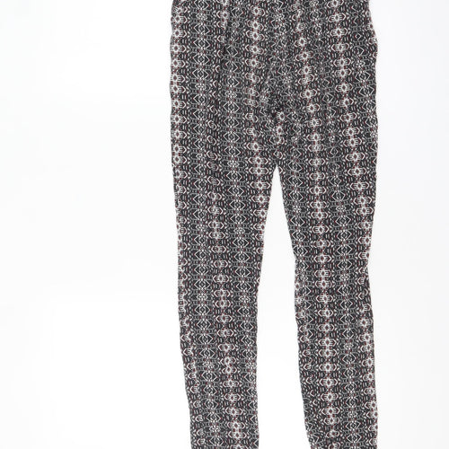 New Look Girls Black Multicoloured Viscose Elastic Waist Trousers 12-13 Years