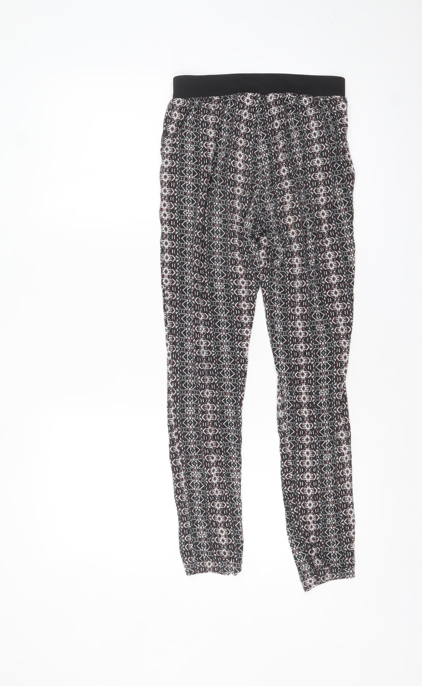 New Look Girls Black Multicoloured Viscose Elastic Waist Trousers 12-13 Years
