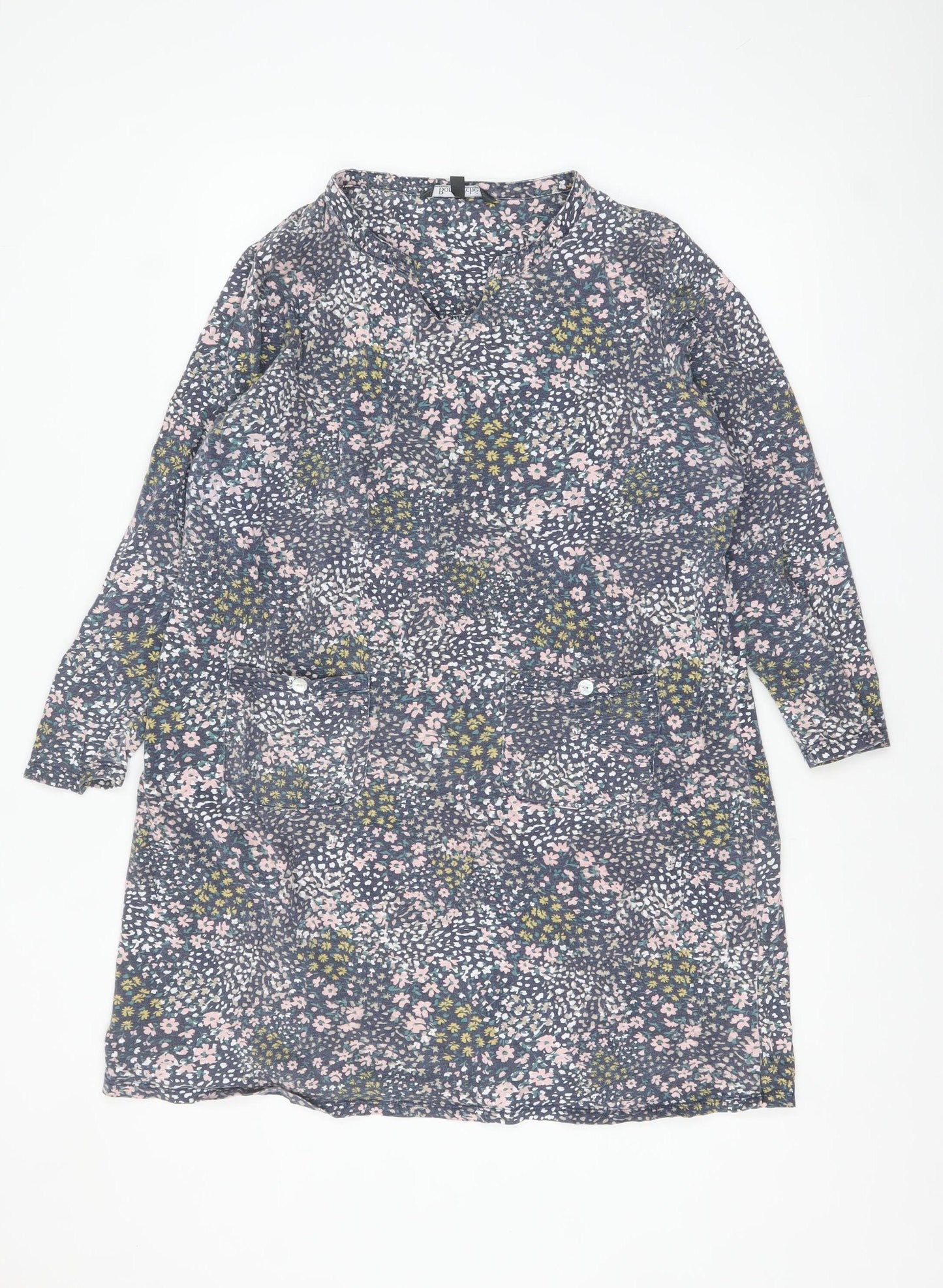 Bonmarché Women’s Blue Floral Cotton Button-Up Shirt Size 16