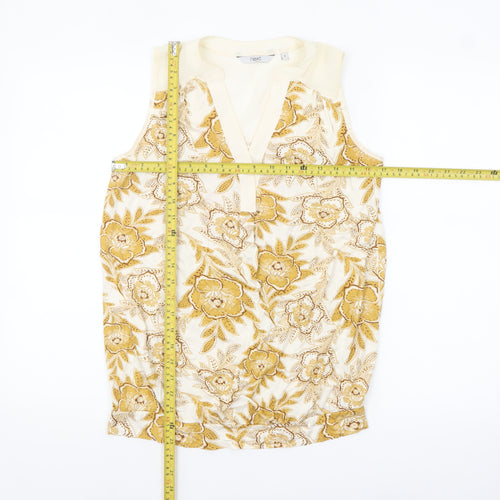 Next Women Beige Floral Sleeveless Viscose Tunic Blouse UK 6