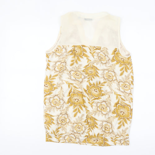 Next Women Beige Floral Sleeveless Viscose Tunic Blouse UK 6
