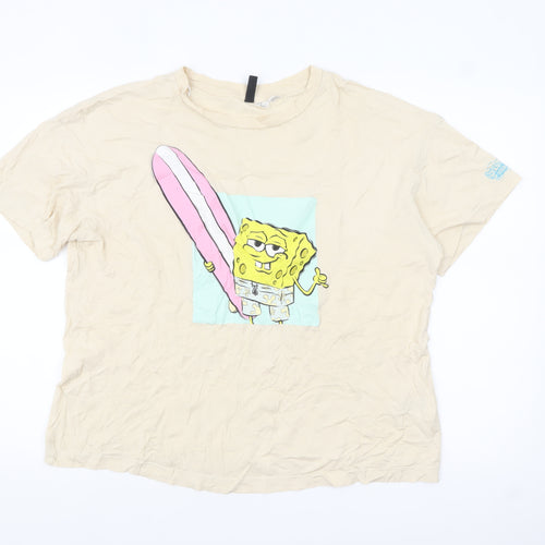 H&M Divided Womens Beige XS SpongeBob Graphic T-Shirt