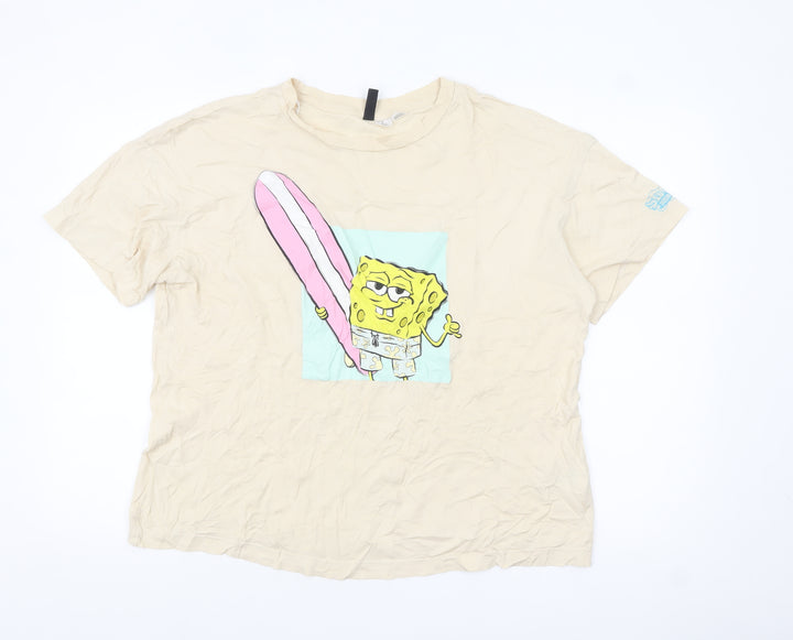 H&M Divided Womens Beige XS SpongeBob Graphic T-Shirt