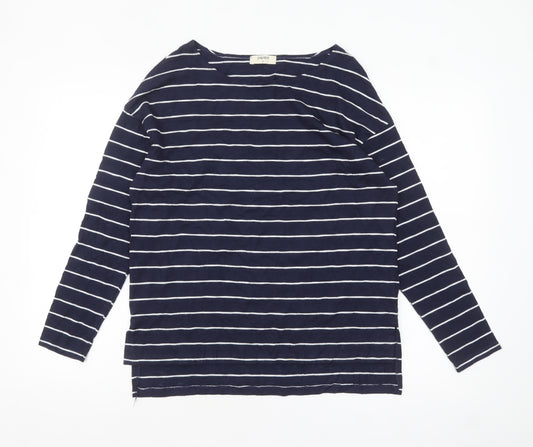 Papaya Women’s Blue Striped Long Sleeve Boat Neck T-Shirt M