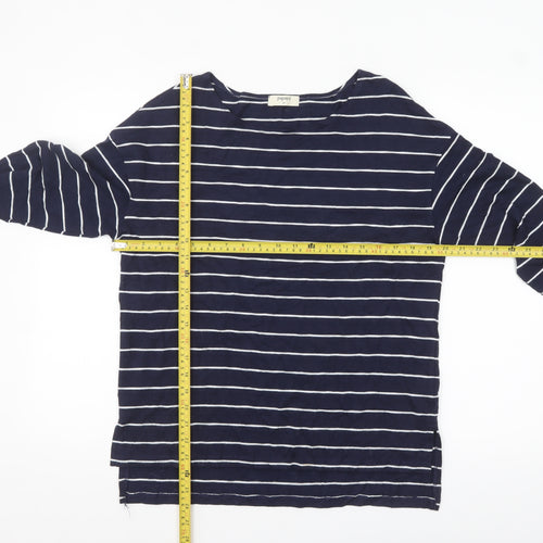 Papaya Women’s Blue Striped Long Sleeve Boat Neck T-Shirt M