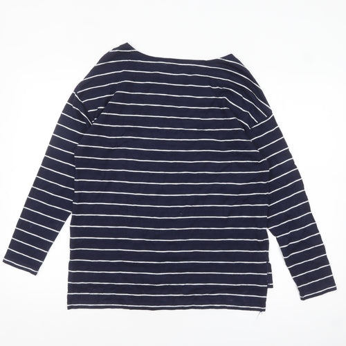 Papaya Women’s Blue Striped Long Sleeve Boat Neck T-Shirt M