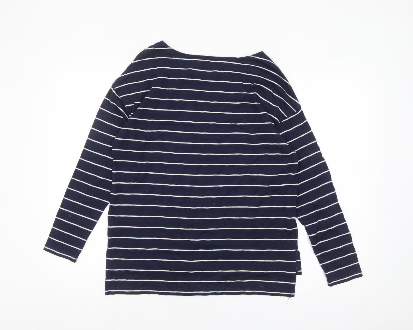 Papaya Women’s Blue Striped Long Sleeve Boat Neck T-Shirt M