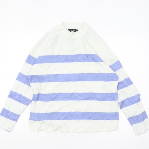F&F Women’s Blue Striped Crew Neck Knit Jumper Size S