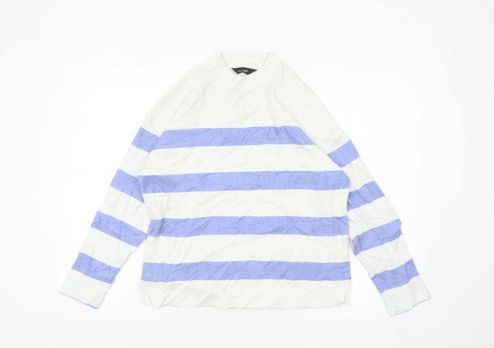 F&F Women’s Blue Striped Crew Neck Knit Jumper Size S