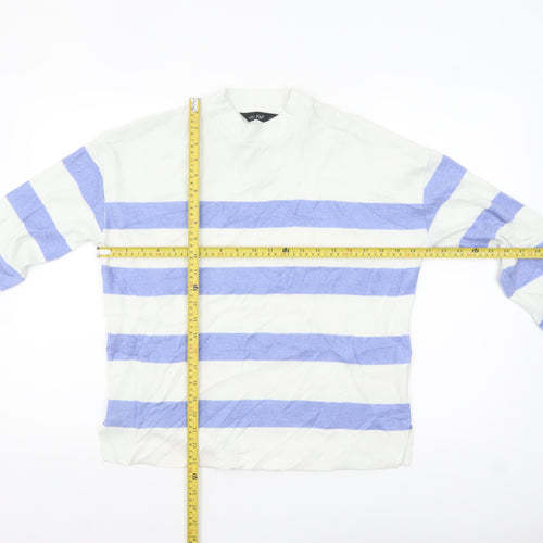 F&F Women’s Blue Striped Crew Neck Knit Jumper Size S