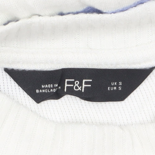 F&F Women’s Blue Striped Crew Neck Knit Jumper Size S