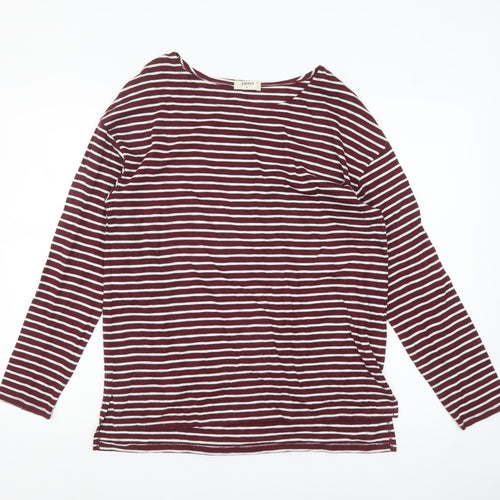 Papaya Womens Red White Striped Long Sleeve Jersey Top Size M