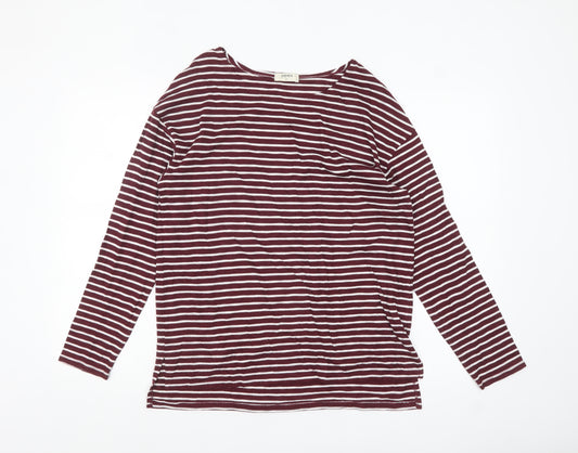Papaya Womens Red White Striped Long Sleeve Jersey Top Size M