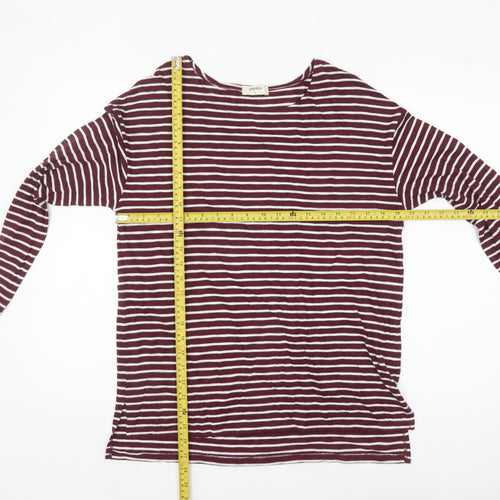 Papaya Womens Red White Striped Long Sleeve Jersey Top Size M