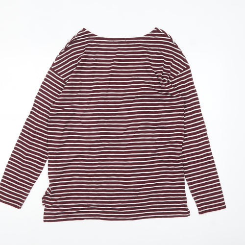 Papaya Womens Red White Striped Long Sleeve Jersey Top Size M
