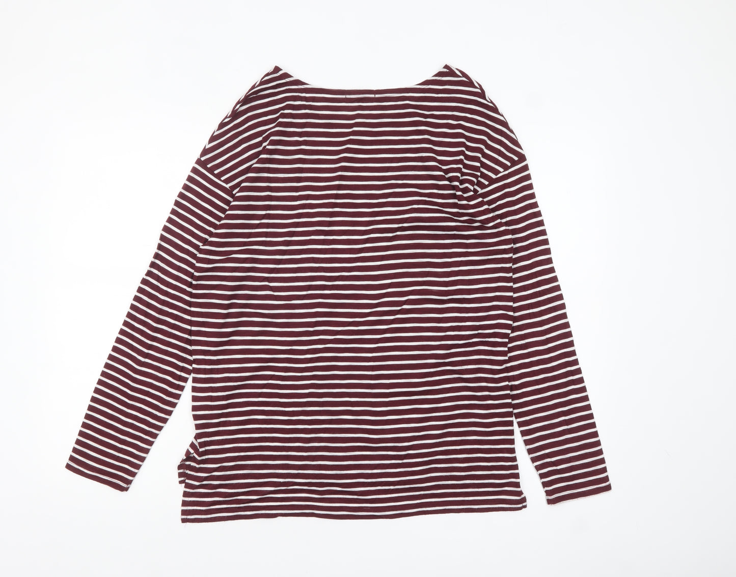 Papaya Womens Red White Striped Long Sleeve Jersey Top Size M