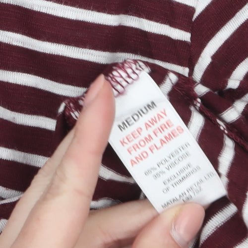 Papaya Womens Red White Striped Long Sleeve Jersey Top Size M