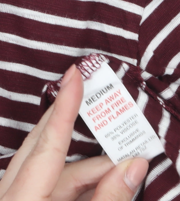 Papaya Womens Red White Striped Long Sleeve Jersey Top Size M
