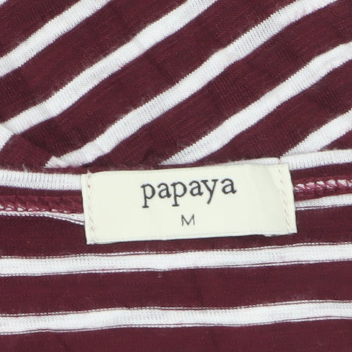 Papaya Womens Red White Striped Long Sleeve Jersey Top Size M