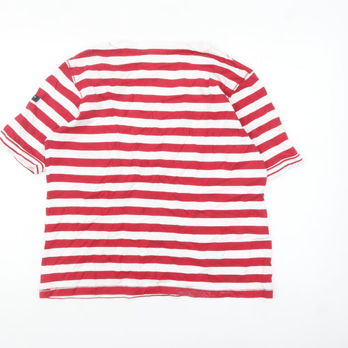 Batela Women Red White Striped V-Neck T-Shirt Size 14