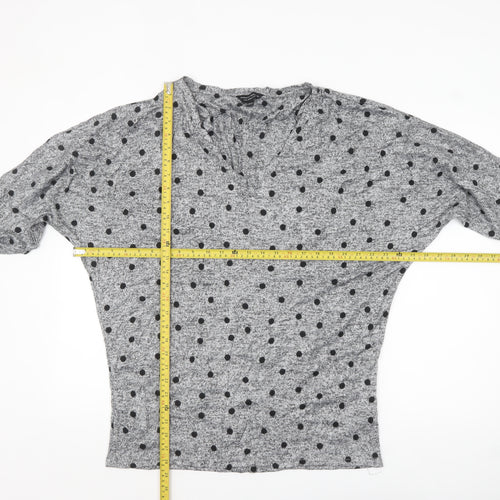 Dorothy Perkins Women's Grey Polka Dot Jersey Top UK 18 3/4 Sleeve