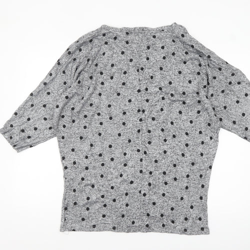 Dorothy Perkins Women's Grey Polka Dot Jersey Top UK 18 3/4 Sleeve