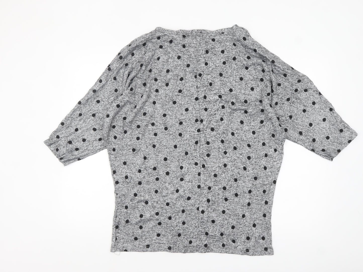 Dorothy Perkins Women's Grey Polka Dot Jersey Top UK 18 3/4 Sleeve