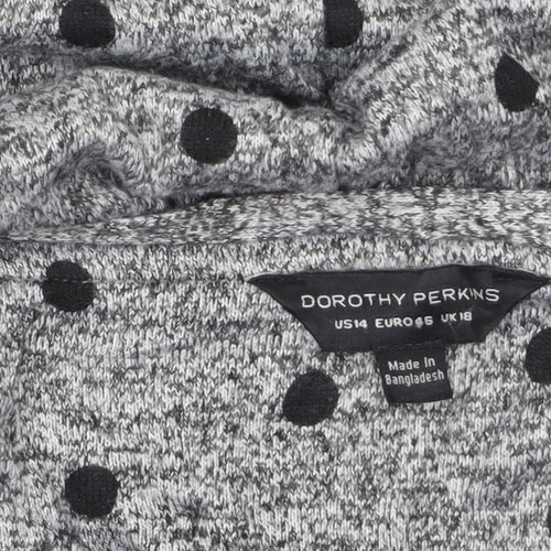 Dorothy Perkins Women's Grey Polka Dot Jersey Top UK 18 3/4 Sleeve