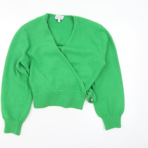 & Other Stories Women Green Wrap Knit Jumper Size 12 Long Sleeve