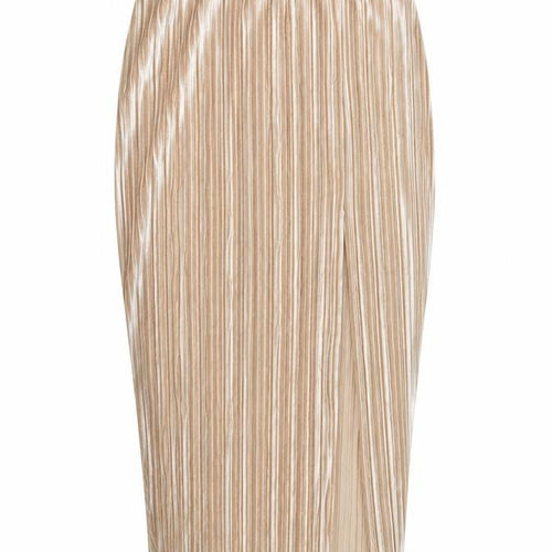 Boohoo Women Beige Velvet Pleated Midi Pencil Skirt Size 12