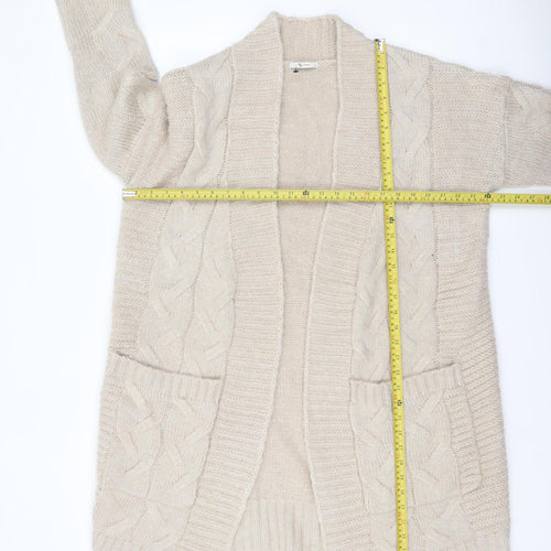 Tu Women's Beige Cable-Knit Long Sleeve Open Cardigan Size 18