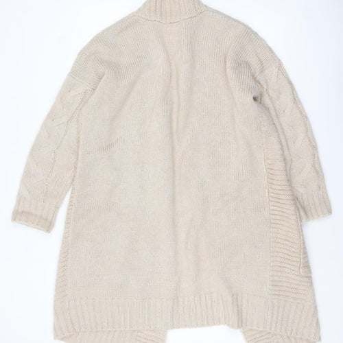 Tu Women's Beige Cable-Knit Long Sleeve Open Cardigan Size 18