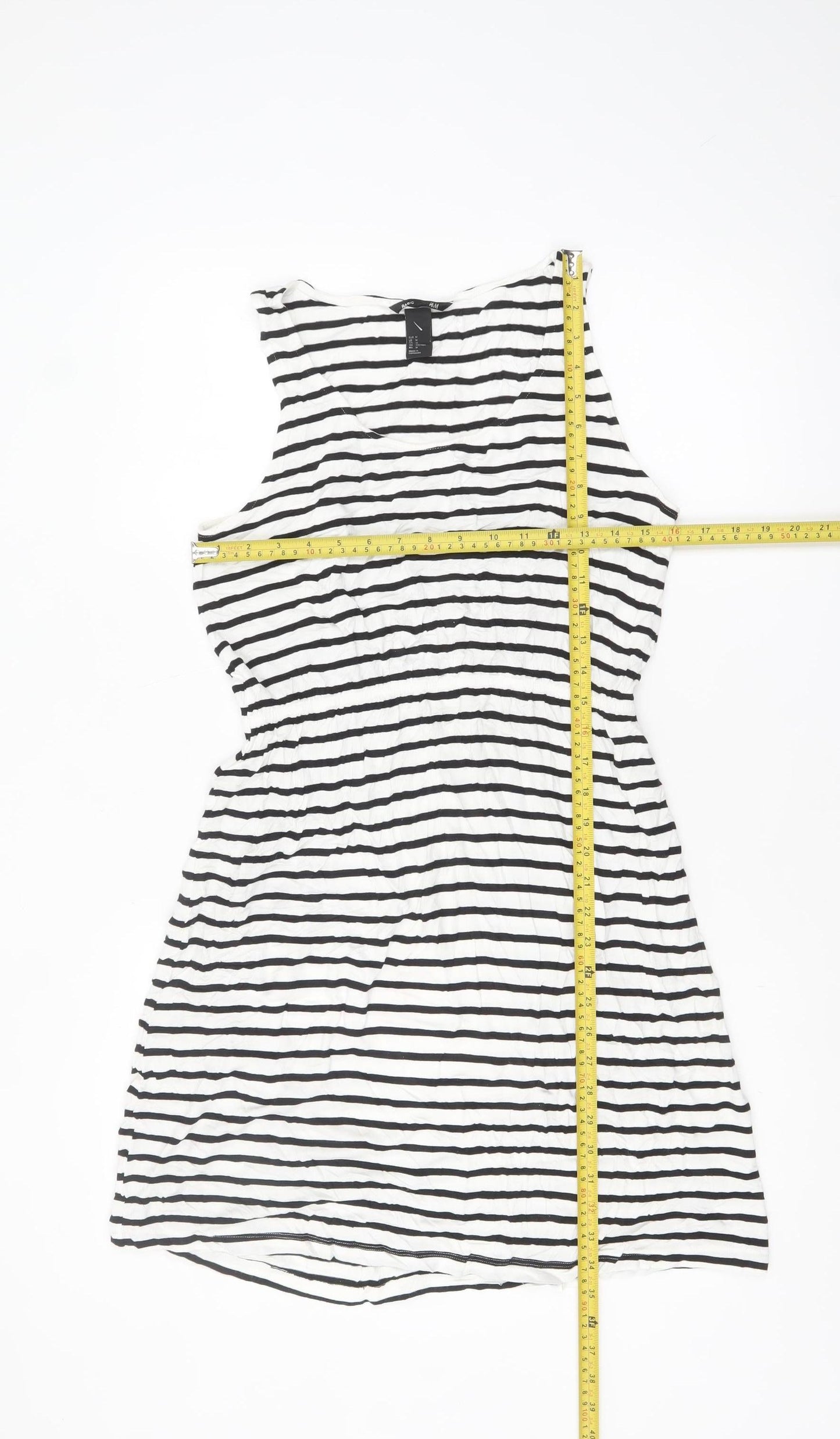 H&M Women’s Black White Striped Tank Dress Size 12