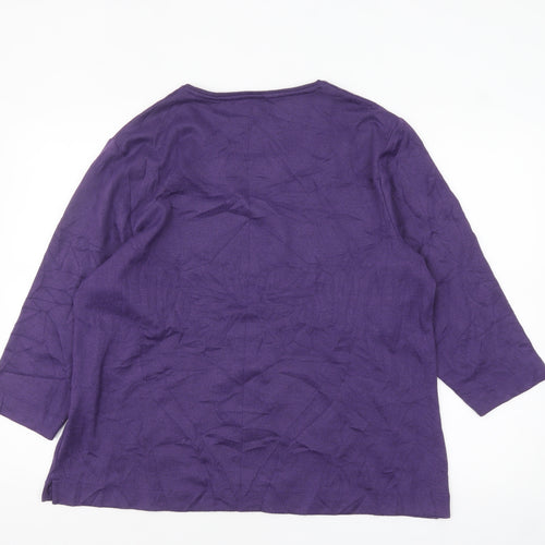 TIGI Women Purple 22/24 Embellished 3/4 Sleeve T-Shirt