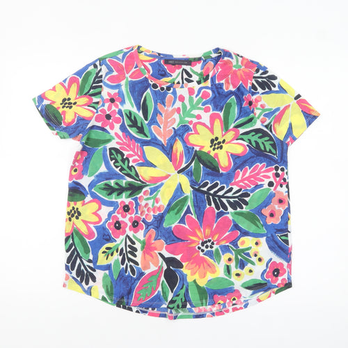 Marks and Spencer Womens Blue Mix Floral T-Shirt UK 14 Short Sleeve