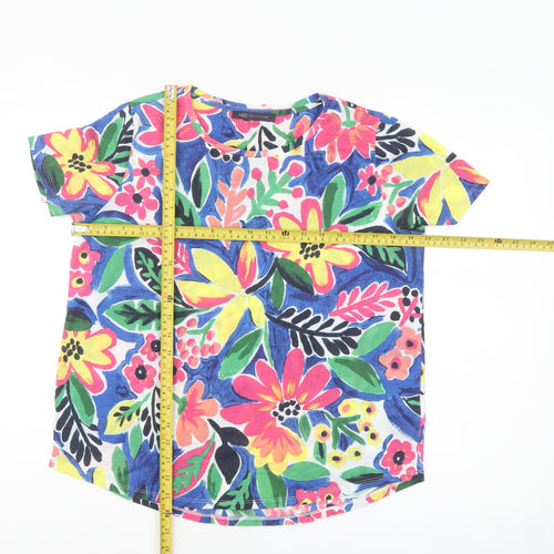Marks and Spencer Womens Blue Mix Floral T-Shirt UK 14 Short Sleeve