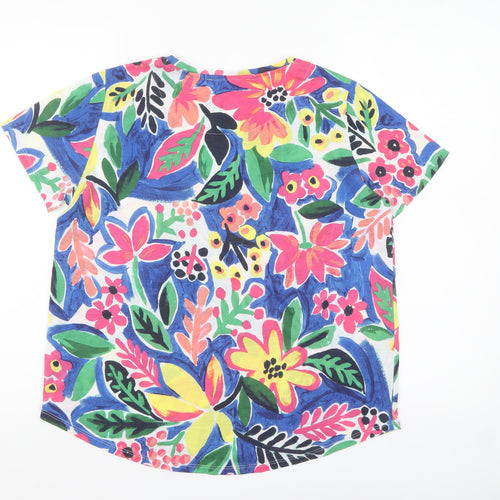 Marks and Spencer Womens Blue Mix Floral T-Shirt UK 14 Short Sleeve