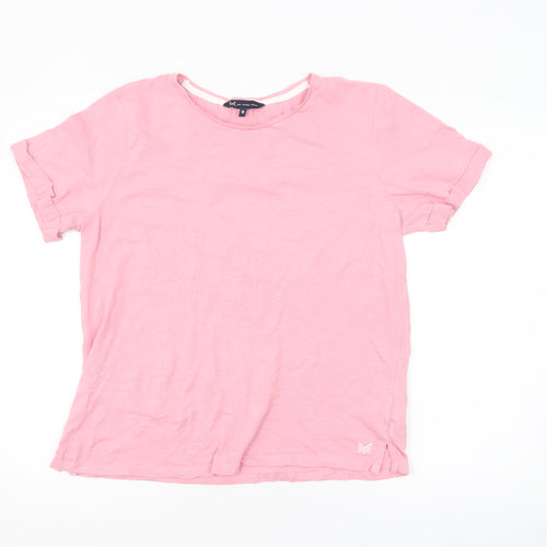 Crew Clothing Women Pink Cotton Short Sleeve Basic T-Shirt Size 16