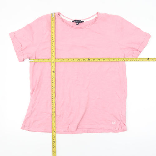Crew Clothing Women Pink Cotton Short Sleeve Basic T-Shirt Size 16