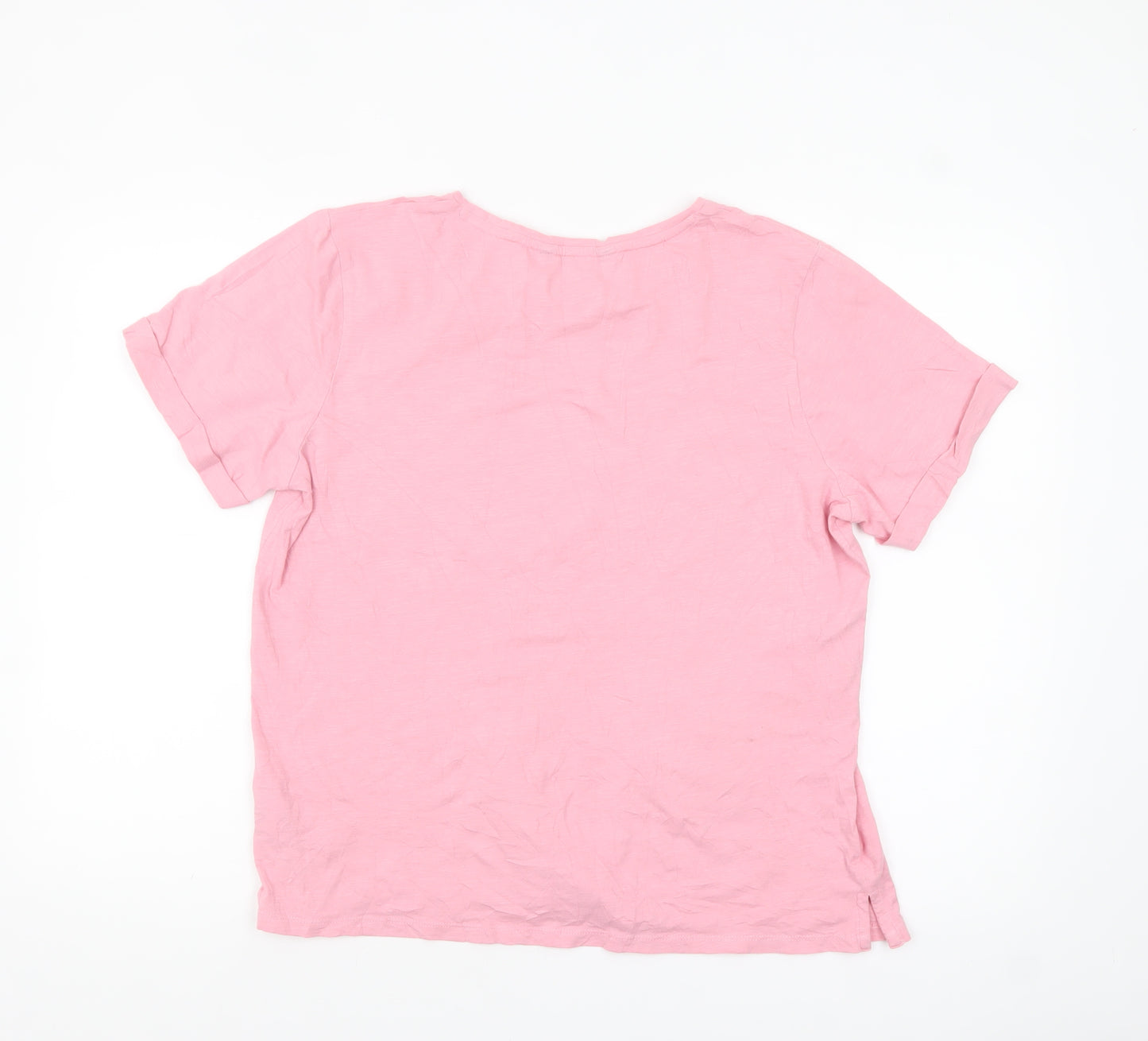Crew Clothing Women Pink Cotton Short Sleeve Basic T-Shirt Size 16
