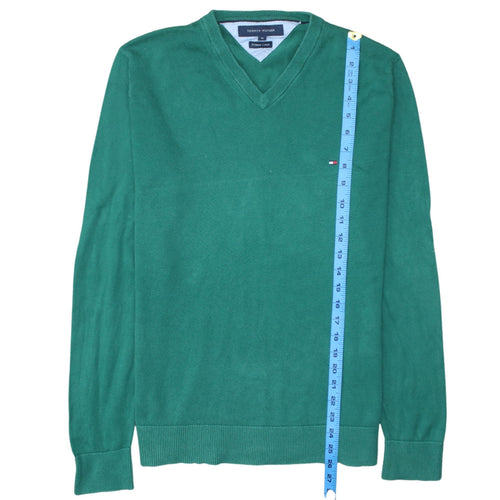 Tommy Hilfiger Men’s Green Cotton V-Neck Jumper Size M