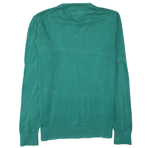 Tommy Hilfiger Men’s Green Cotton V-Neck Jumper Size M