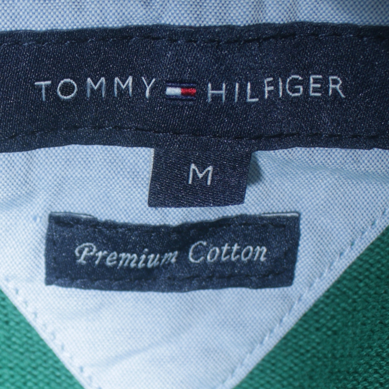 Tommy Hilfiger Men’s Green Cotton V-Neck Jumper Size M