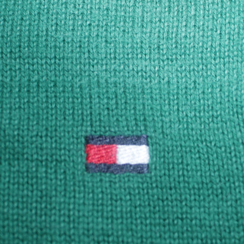 Tommy Hilfiger Men’s Green Cotton V-Neck Jumper Size M